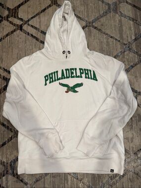 47 White Hoodie with Green Philadelphia Eagles Graphic